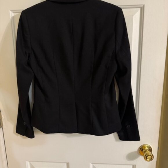 H&M Single-Breasted Fitted Notched Lapel White Lining Black Blazer Sz 8 - Picture 9 of 10